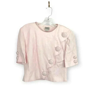 VTG Light Pink Large Button Blazer Top Sz 10 Kathryn Conover‎ Women's Retro